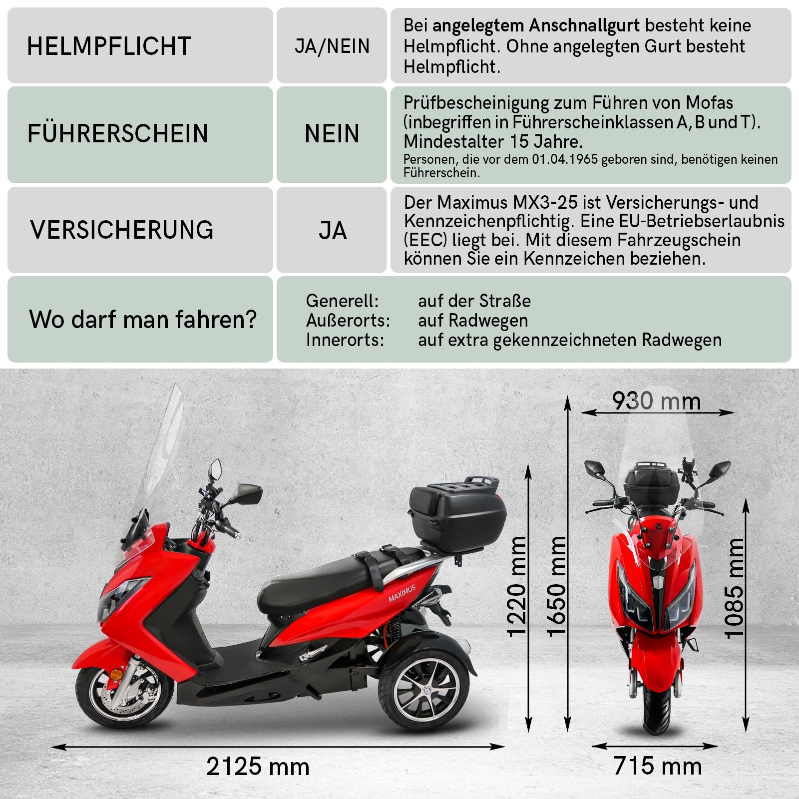 Maximus MX3-25, Lithium, 25 km/h Maximus MX3-25, Lithium, 25 km/h